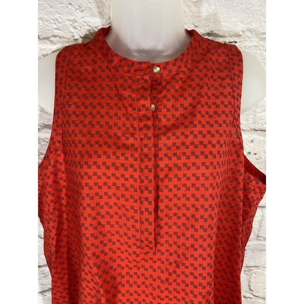 AX Armani Exchange Womens XL Linen Blend Tunic Tank Top Red Blue Hi Low 9768 - Picture 4 of 6